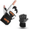 EVO Fitness Pure Leather Weightlifting Gym Gloves Neoprene Wrist Support wraps straps Bodybuilding Wheelchair cycling glove (Large)