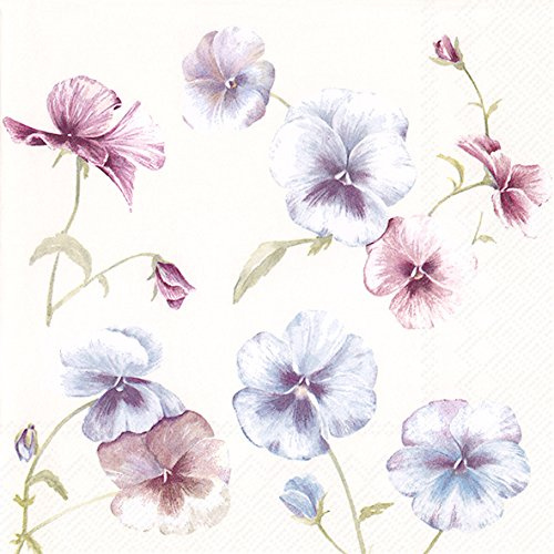 Servietten mit Veilchen-Design „Viola in Vogue“, cremefarben, 20 Stück 33 x 33 cm