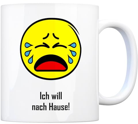 Kaffeebecher mit Spruch: Ich will nach Hause! Tasse Kaffeetasse Becher mug