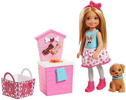 Mattel Barbie FHP67 Chelsea Puppe mit Hündchen-Stand
