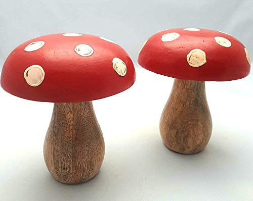 2 Fliegenpilze Holz 12cm Herbst Pilz Weihnachtsdeko Tischdeko Basteln Wald Jagd Weihnachten Advent