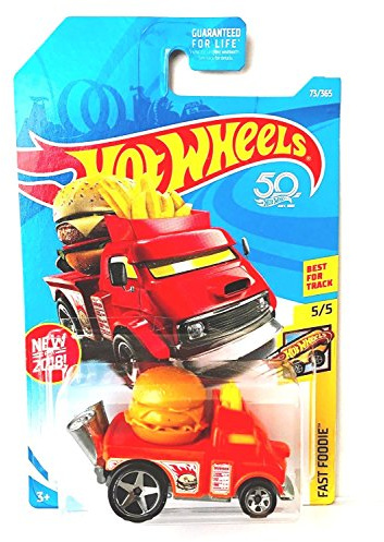 Hot Wheels 2018 50th Anniversary Fast Foodie Buns of Steel (Cheeseburger Car) 73/365, Orange