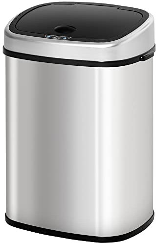 HOMCOM Stainless Steel Kitchen Sensor Dustbin Automatic Touchless Rubbish Garbage Waste Bin 48L Silver