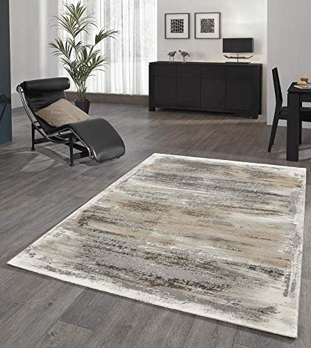 Merinos Wohnzimmer Teppich Design mit Glanzfasern in beige braun Größe 200 x 290 cm