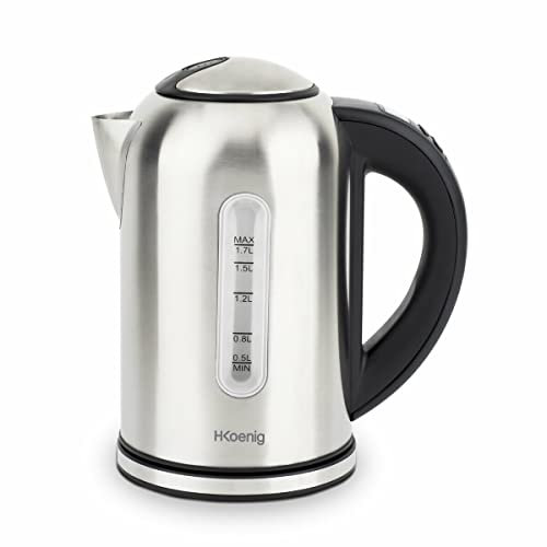 H.Koenig BOE50 Wasserkocher, Programmierbar, Heißes Wasser, Grüne, Weiße, Schwarze Tees, Aromatisierte Tees, Infusionen, Kaffee, 1,7 l, Edelstahl, 40 bis 100 °C, Silberfarben