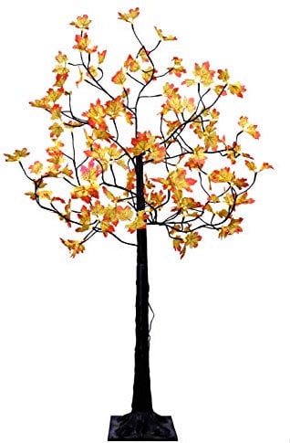 Gartenpirat LED Baum 150 cm 96 LED warmweiß LED Lichtbaum mit herbstlichen Ahorn-Blätter außen/innen