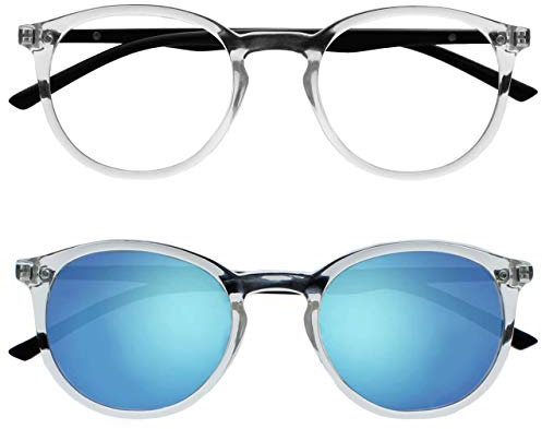 OPULIZE MET Reading SunGlasses for Women Men, Large Frame with UV400 Protection, Clear,Clear Sun +1 (Pack of 2)