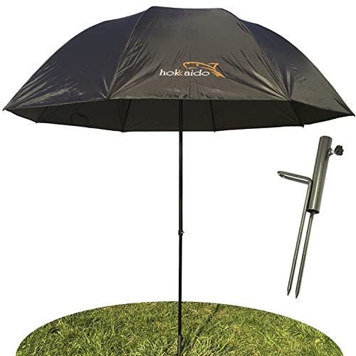 NECO 15020 Parapluie de pêche avec support de parasol Matériau de protection contre la pluie et les rayons UV Pour 2 hommes et bagages à la carpe Avec étui gratuit 220 cm