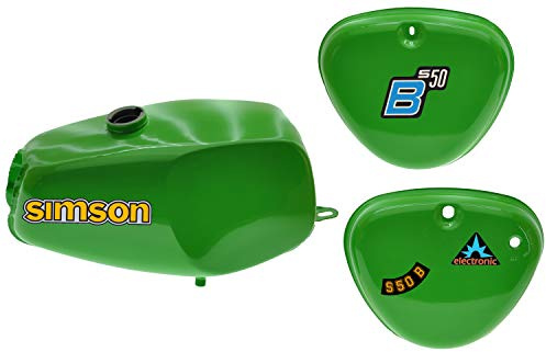 Büffeltank Set, Hoch-Tank für Simson S50 S51, Gelbgrün, innen versiegelt