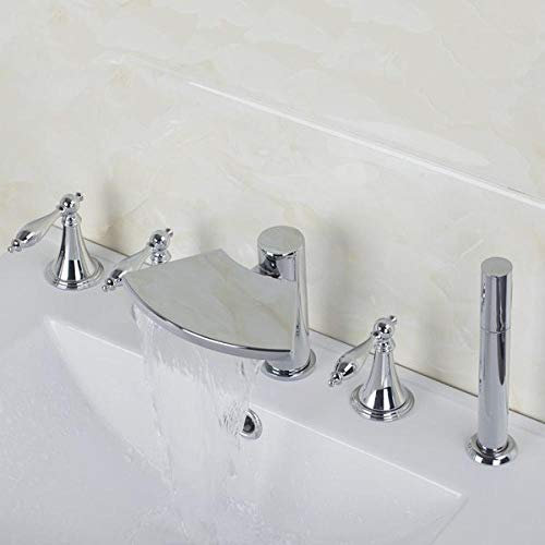 Robinets à 3 poignées avec robinets à cascade montés sur le pont de douche, mitigeurs et robinets Mitigeur de baignoire Robinet de salle de bain