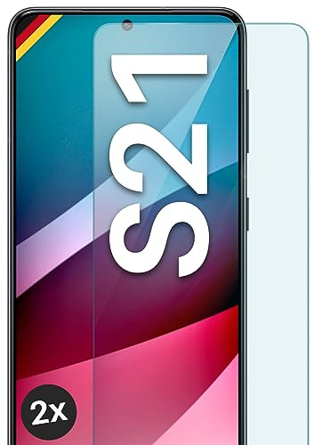 moex Schutzfolie für Samsung Galaxy S21 Glas 9H Härte, gehärtetes Schutzglas, Panzer Schutz Glas Displayschutz Folie, kompatibel mit jeder Handy Hülle, ShockProtect 2 Stück
