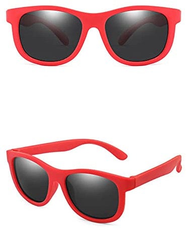 WQZYY&ASDCD Sonnenbrille Herren Damen Polarisierte Silikonrahmen Sonnenschutz Uv400 Brille-Rot