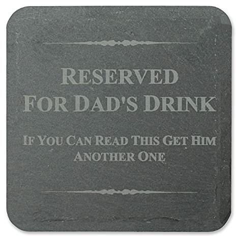 Father's Day Gifts for Dad Stepdad Pops Him|Funny Drinks Coasters Set of 1, 4 or 6|Wooden Cork Backed Non Slip for Cup Pint Glass Bottle Mug|Square 9 cm x 9 cm x 3 mm - Reserved