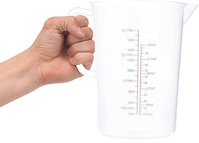 Acense Polypropylene Measuring Jug, Precise Measurement, Perfect Narrow Stem, Spillage-Free, Multi-Purpose Flour, Ground Almonds, Sugar, Milk, Oil, Dishwasher Safe, Capacity: 2ltr/70.5fl.oz