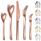 Berglander Set di posate in oro rosa 30 pezzi, robusto set di posate in acciaio inossidabile, titanio e rame, antiruggine, forchette e cucchiai, lavabili in lavastoviglie