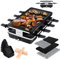 KESSER® Raclette-Grill mit Naturgrillstein, Grillplatte Tischgrill für 8 Personen, Elektrogrill Raclette Grill antihaftbeschichteter Grillplatte, 8 Pfannen und Holzspatel 1200W