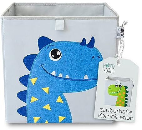 wonneklein Aufbewahrungsbox Kinder - 33x33x33 cm - Faltbare Spielzeugkiste mit Tiermotiv - Ordnungsbox für Kallax Regal - Kinderzimmer Aufbewahrung - Dori Dino