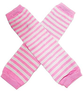 TACKTIMES 1 Paar Damen gestrickt Fingerlose Handschuhe gestreift Ellenbogen Fäustlinge Verlängerte Handschuhe Armstulpen für Winter Warme Party Outfit Kostüm Zubehör (Einheitsgröße, rosa weiß)