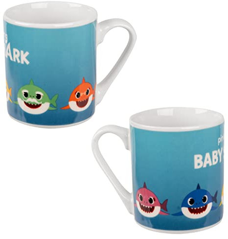 Baby Shark Taza para niños – 5 vasos infantiles de porcelana azul 230 ml