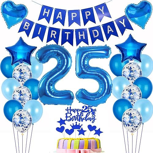 deko 25. geburtstag Mann deko blau ballon 25. geburtstag deko Mann Tortendeko 25 Geburtstag dekoration Mann geburtstagsdeko 25 jahre Mann Junge kuchen deko 25 geburtstags luftballon 25 deko Männer