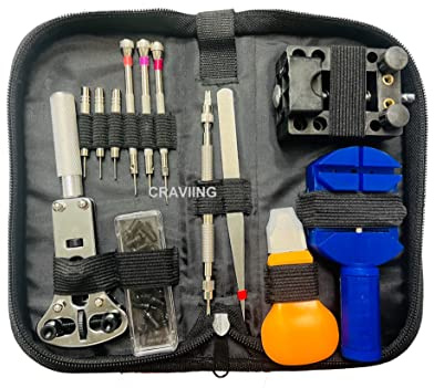 Watch Repair Kit, Spring Bar Tool Set, Battery Changing Tool Kit, Watch Band Link Remover, with Carry Case