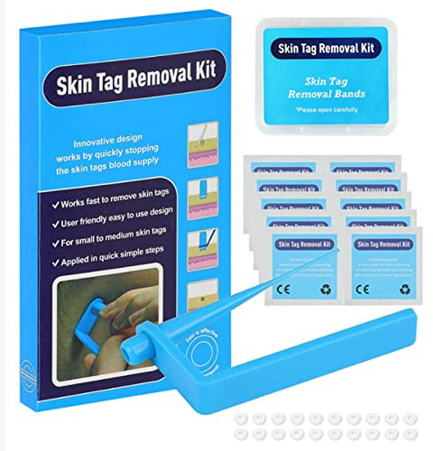 iJiZuo Pedicle Wart Removal Kit, Skin Tag Removal Kit, with 20 Elastics, 10 Cleaning Sheets, for 2-4mm, for Face/Neck/Body, Safe and Painless