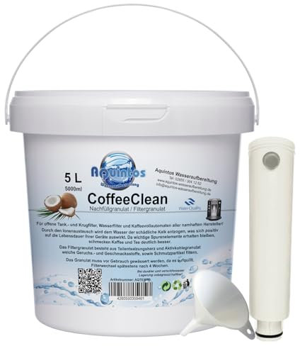 Nachfüllset Wasserfilter passend für DeLonghi Kaffeevollautomaten mit der DLS C002 / DLSY002 / SER3017 Filterpatrone 5 Liter Nachfüllset