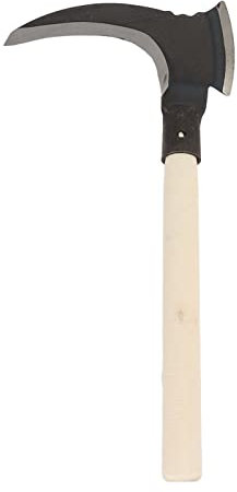 Luqeeg Falce da Diserbo, Doppia Falce in Acciaio al Manganese Giardinaggio Utensili da Diserbo Agricoli Manuali Multiuso per Attrezzi da Giardinaggio (Testa di Taglio Singola, Bastone di Legno)
