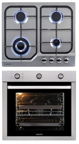 PACK PLACA GAS Y HORNO JOCEL 76 LITROS JPK4GI200181, ENCASTRABLE, 4 FUEGOS ACERO INOX.