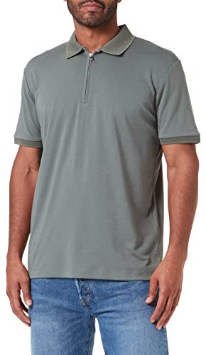 SELETED Homme Herren SLHFAVE Zip SS Polo Poloshirt, Agave Green, XXL