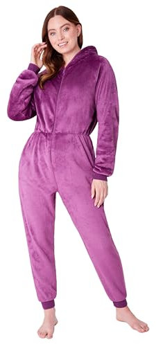 CityComfort Jumpsuit Damen Kuschelig Fleece Einteiler Schlafanzug Onesie Damen S-XL (Orchidee, XL)