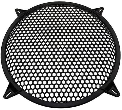 Yocimango 12 Inch Durable Plastic Mesh Waffle Speaker Cover/Screws Audio Sub Woofer Grille Net Protector Cover/Horn Guard Grills Decorative DIY Home Audio and Car Speaker, Black, 1 PCS
