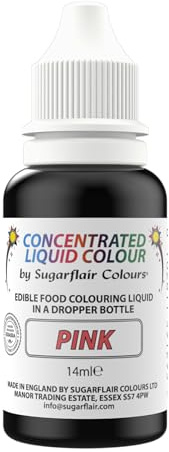 Sugarflair Pink Liquid Food Colouring Droplet For Colouring Royal Icing, Sugarpaste Buttercream, Sugarpaste Also For Painting & Can Be Used With An Airbrush - 14ml