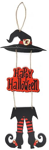 NQEUEPN Hexen Halloween Deko, Halloween Hexendekorationen Hexenbeine Hut zum Aufhängen Hexen-Wanddekoration für Drinnen und Draußen Feiertagsparty Halloween Weihnachten (Orange)