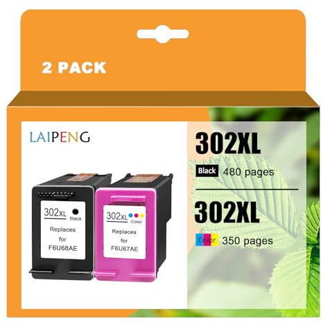LAIPENG 302XL 302 XL Patronen Wiederaufbereitet für HP Envy 4520 4522 4524 4525 4527 Officejet 3830 3831 3833 5220 5230 DeskJet 1110 2130 3630 3636 3638 3639 Drucker 4-Farben-Multipack (BK/CMY)