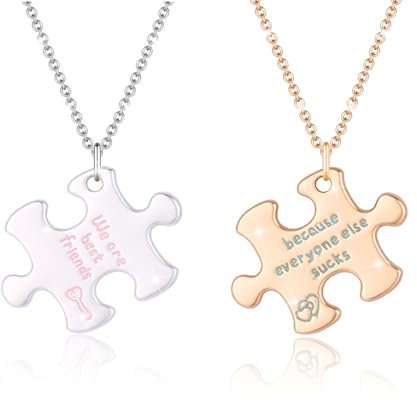 BFF Halsketten Puzzleteil Anhänger,We Are Best Friend Freundschaft Halskette für 2,Beste Freunde für Immer Halsketten,Valentinstag Freundschaft Geburtstag Geschenke für Mädchen Jungen Freunde Familie