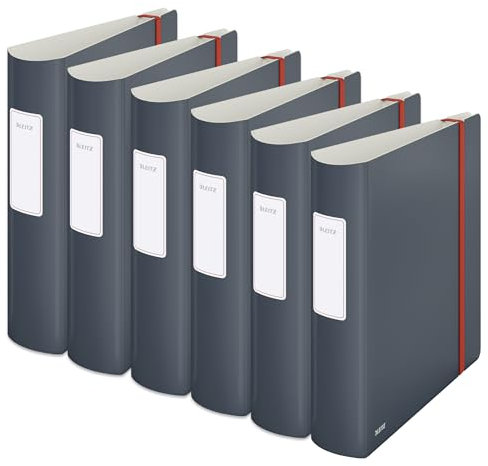 Leitz Qualitäts-Ordner 180° Active, 6er Pack, A4, 500 Blatt, 8,2 cm Rückenbreite, Samtgrau, Cosy-Serie, 10380089