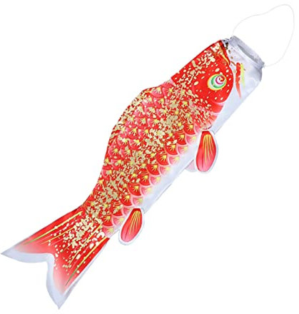 BESPORTBLE Japanese Carp Windsock Flag Hanging Fish Windsock 50cm Gold Red for Outdoor Garden Decoration Festive Home Ornament