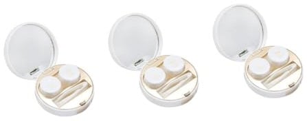 Mobestech 3 Pcs Lens Box for Travel Round Portable Lens Lent for Eye Design Compact Storage Organizer Cases Kit
