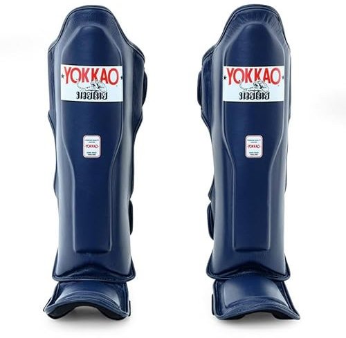 YOKKAO Matrix Schienbeinschoner mit Knieschoner für Muay Thai, Kickboxen, MMA, 100% echtes Rindsleder (Größe XXS)