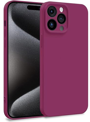 MyGadget Cover per iPhone 15 Pro Max - Custodia in Silicone Morbido a Doppio Strato – Case con Protezione Fotocamera & Fodera Interna Antigraffio - Bordeaux