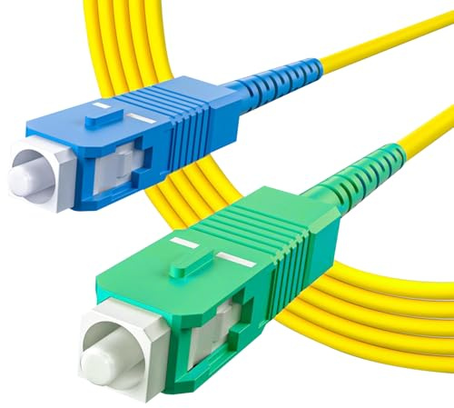 10Gtek® 2m Câble Fibre Optique pour Freebox de Free Pop, Ultra, Revolution, Simplex Monomode SC/APC à SC/UPC Rallonge/Jarretière,Garantie 5 Ans, Jaune