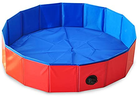 Hundepool, tragbarer Haustier-Schwimmpool für den Außenbereich, Faltbare Haustier-Hundebadewanne, Faltbare Hundebadewanne für den Sommer, Haustierbadewanne (Farbe: Rot, Größe: 60 x 20 cm)