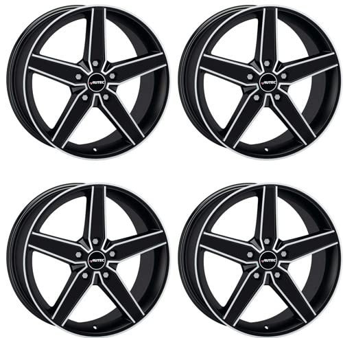 4x AUTEC Felgen Alufelgen DELANO 8.0x18 ET42 5x112 Schwarz matt poliert kompatibel mit Mercedes-Benz A B C CLA E GLK SLK V Vito Viano GLA SLC GLB Marco