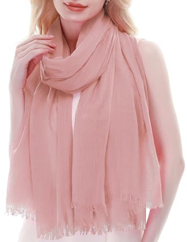 RIIQIICHY Scarf for Women Ladies Lightweight Scarves Pink Pashmina Shawls Wraps Wedding Head Neck Scarfs