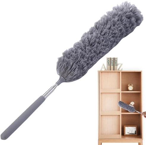 Plumeau réutilisable pour toiles d'araignées, plumeau extensible, brosse à épousseter en fibre pour intérieur de voiture, plumeau en microfibre pour meubles, plumeau flexible pour intérieur de voiture
