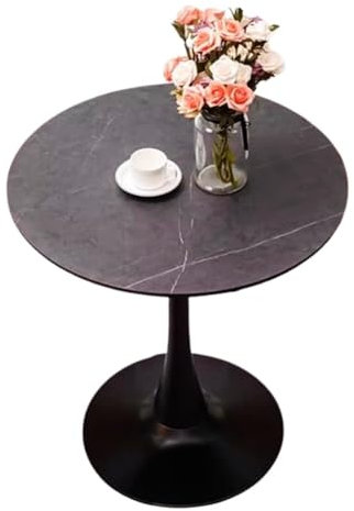 Moderner Runder Esstisch 70/80 cm, MDF-farbige Platte, Kleine Küche, Esszimmer, Mid-Century-Möbel, Tulpensockel for 2 Bis 4 Personen(Black,70cm)