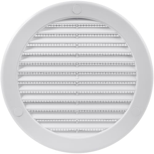 Vent Systems ø125mm Weiße Lüftungsabdeckung – Runde Lüftungsschlitze – Gitterabdeckung – Integrierter Insektenschutz – HVAC-Lüftungsöffnungen für Badezimmer, Heimbüro, Küche