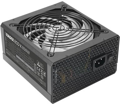 Tacens Radix Eco X 850, Fuente Alimentación PC ATX 850W, 6 Años Garantía, 87% Eficiencia, Tecnologías SMD y DC-DC, Ventilador Ultra-silencioso AI-RPM 140mm FDB, Cables Planos Extralargos, Negro
