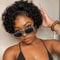 Fereowth 13 x 1 Lace Front Wig Short Culry Human Hair Perücke für Damen, natürlich, brasilianisch, lockig, kurz, Echthaar, 150 % Dichte (schwarz)